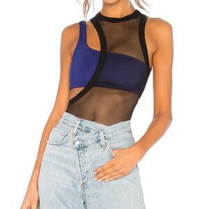 REVOLVE HOURS SUTRA BODYSUIT WOMENS M MESH CUTOUT ONE SHOULDER NIGHT OUT